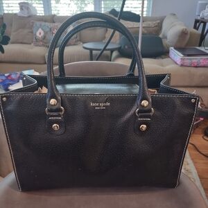 Vintage Kate Spade Black Leather Tote Handbag